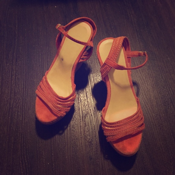 JCrew Suade Coral Wedges... - Picture 1 of 4