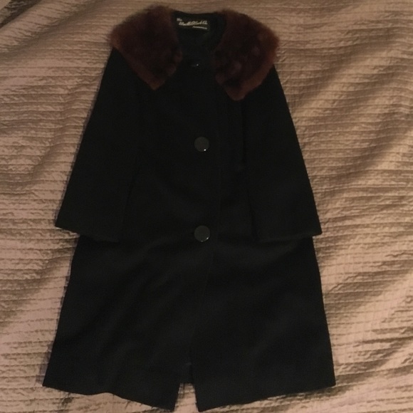 full length 60s vintage coat with fur trim
