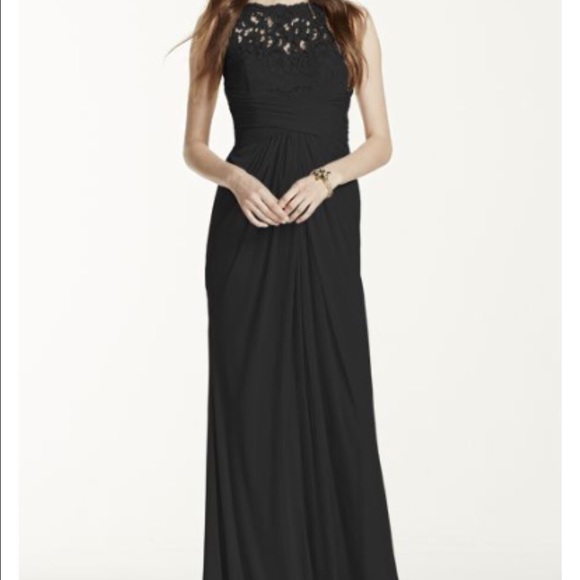 Davids Bridal long dress with Lace F15749 BLACK 18