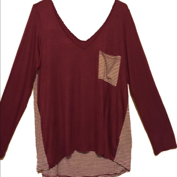Maroon and Cream High-Low Top - Picture 2 of 4