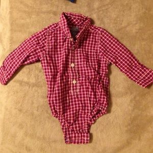Baby gap plaid red/white/navy button up onesie