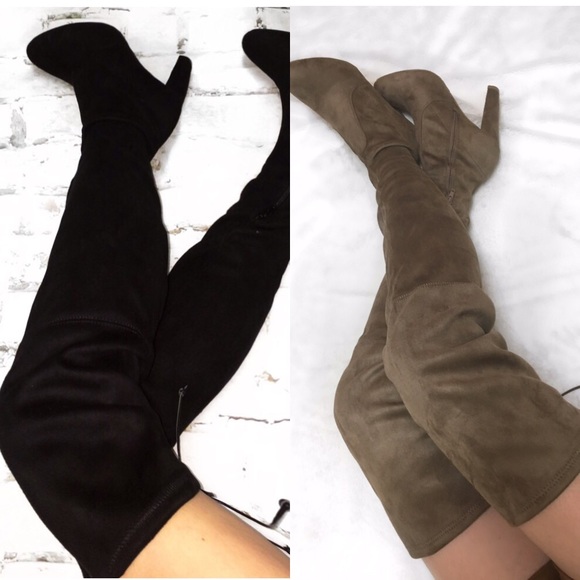 Sale! Black Suede Over the Knee Boots - Picture 3 of 3