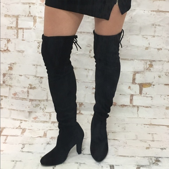 Sale! Black Suede Over the Knee Boots - Picture 2 of 3