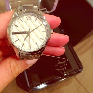 Armani Exchange quilted silver Watch NEW