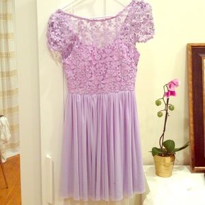 Flower crochet bridesmaids dress purple Small