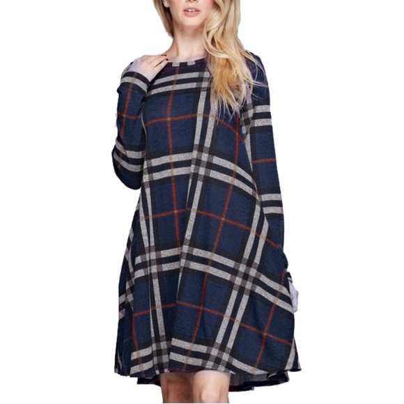 🆕SARABETH plaid shift dress - BLUE - Picture 2 of 2