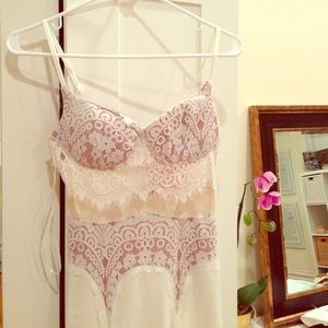 Maxi dress white lace cut out mesh small
