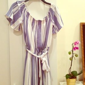 Cute summer dress sailor blue white Small