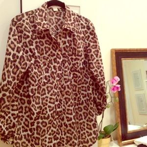 Michael Kors Leopard Print Blouse 6 Medium