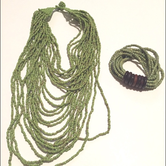 Hand Beaded Necklace Bracelet Set