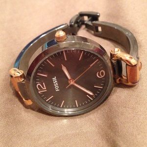 Fossil watch grey rose gold