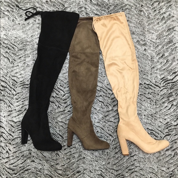 Christmas Sale! Black Suede Over the Knee Boots - Picture 3 of 4