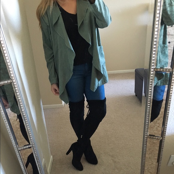 Christmas Sale! Black Suede Over the Knee Boots - Picture 4 of 4