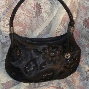 BRIGHTON Black Embroidered LEATHER PURSE