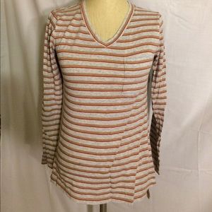 Grey/Red/Cream Striped Long Sleeve Shirt Sz Small