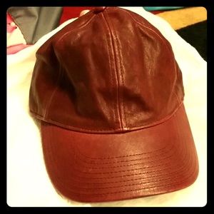 Leather Burgundy Baseball Cap