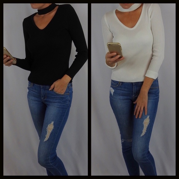 Sexy Choker Sweater Top - Picture 3 of 4