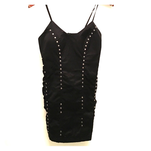 Black studded figure hugging dress