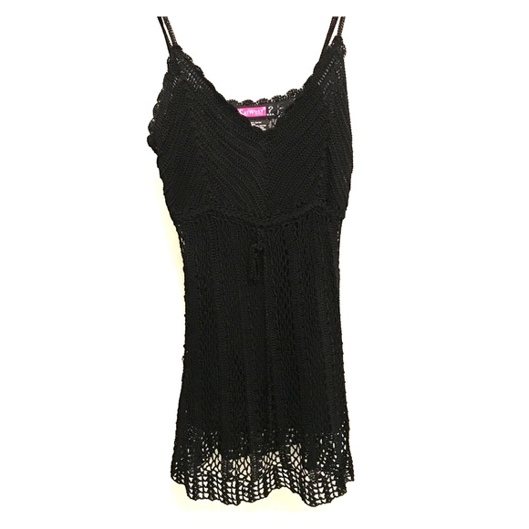 Black shiny sleek knit tunic top