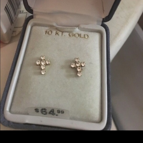 10 kt gold cross earrings