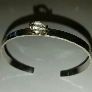 Sterling Silver Bangle with Herkimer Diamond