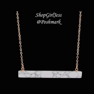 BLACK marble bar necklace. 💖