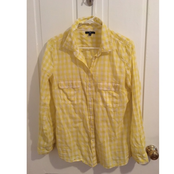 Gap Yellow and White Checked Shirt