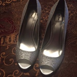 Glamorous life silver/ bling studded heels.