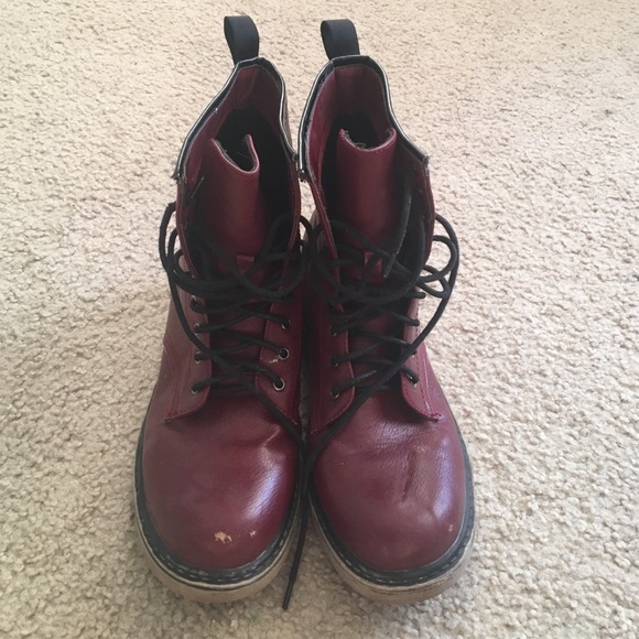 Burgundy combat boots