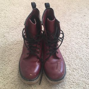 Burgundy combat boots