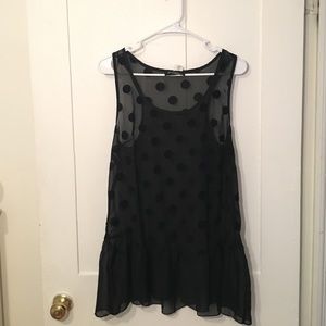 Sheer Ruffle Polka Dot Tank