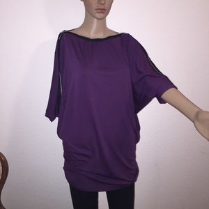 $Sold$ Purple dolman sleeve top with zipper neck.