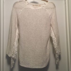 Fringe sleeve sweater