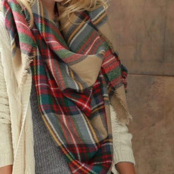 🔺LAST🔻Multicolor plaid blanket scarf - Picture 2 of 3