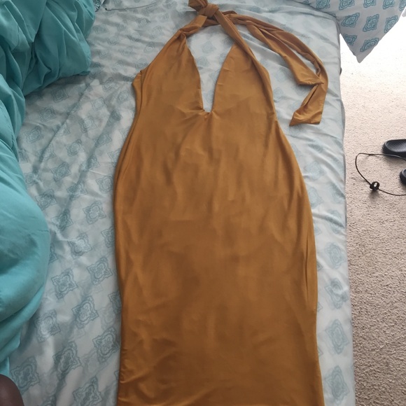 Boohoo Halter Mustard Dress