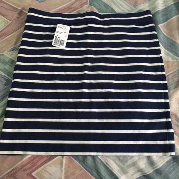 Blue and white striped skirt