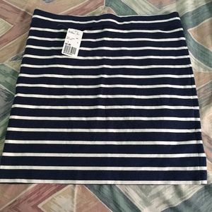 Blue and white striped skirt
