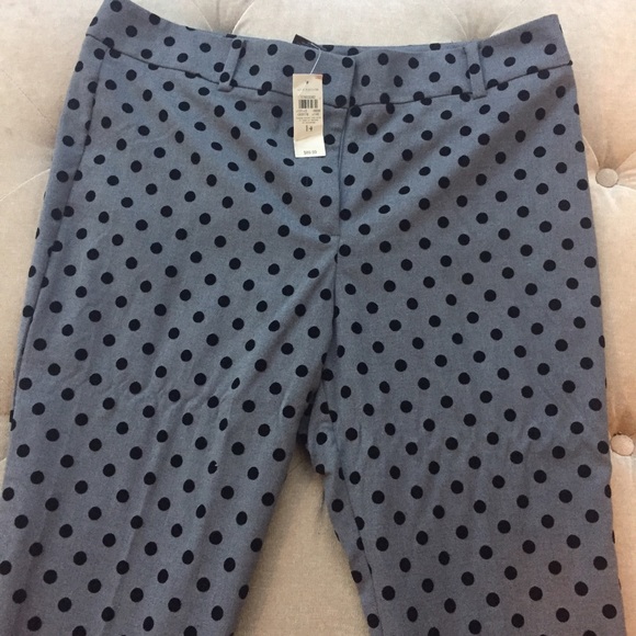 ANN TAYLOR POLKA DOT ANKLE PANT GRAY BLACK 14 NWT