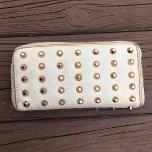 Cream Studded Buckle Wallet