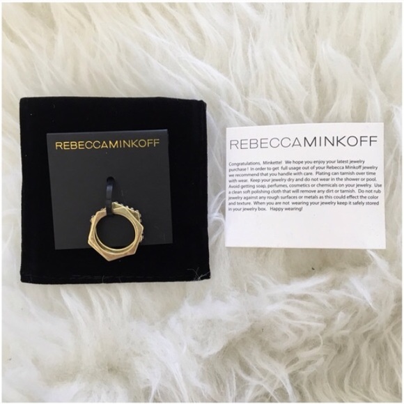 Rebecca Minkoff Bronze Tone Hexagon Stacked Rings - Picture 2 of 4