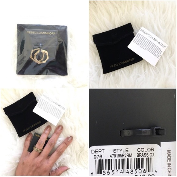 Rebecca Minkoff Bronze Tone Hexagon Stacked Rings - Picture 3 of 4