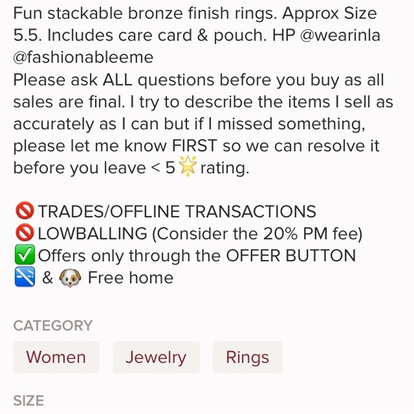 Rebecca Minkoff Bronze Tone Hexagon Stacked Rings - Picture 4 of 4