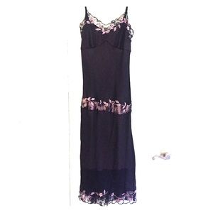Purple cocktail dress with floral embellishments