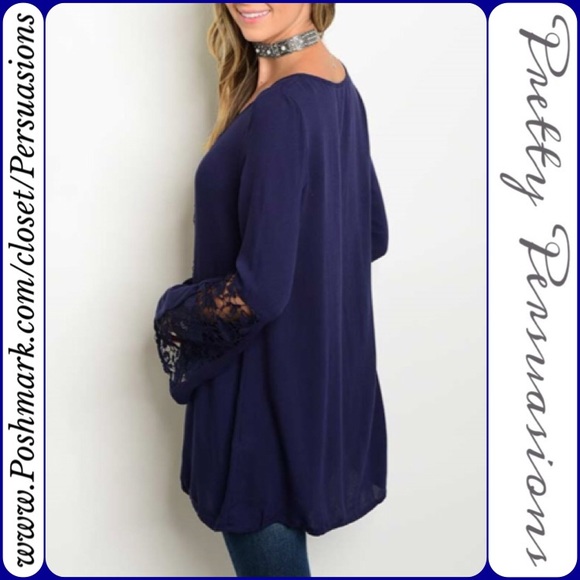 SOLD OUT NWT Lace Crochet Accent Bell Sleeve Tunic - Picture 2 of 3