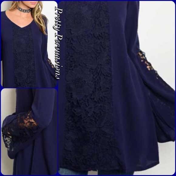 SOLD OUT NWT Lace Crochet Accent Bell Sleeve Tunic - Picture 3 of 3