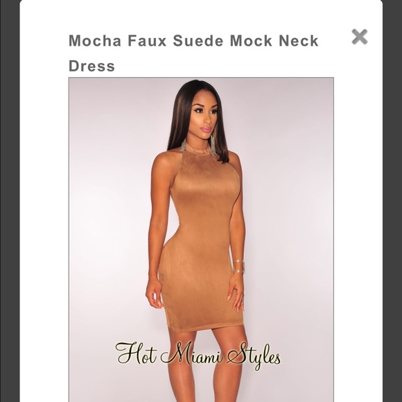 Brand new Mocha Faux Suede Mock neck dress