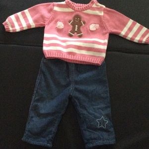 Fleece lined jeans 12m w cute Sweater outfit ☃‼️