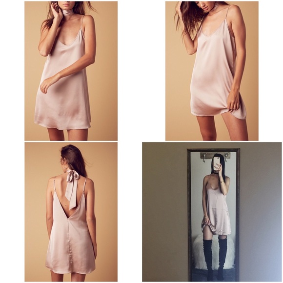 🚫Sold🚫Satin Slip Dress - Blush - Picture 3 of 4