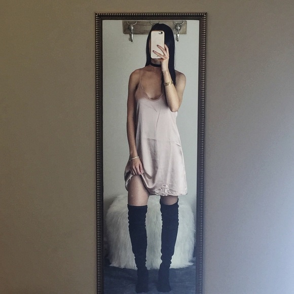 🚫Sold🚫Satin Slip Dress - Blush - Picture 4 of 4