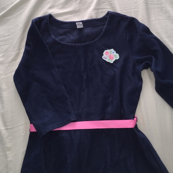 Mid sleeve blue dress with added floral detail - Picture 1 of 1